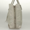 BALENCIAGA The Paper Hand Bag Leather 2way Gray Silver Auth bs28150-4