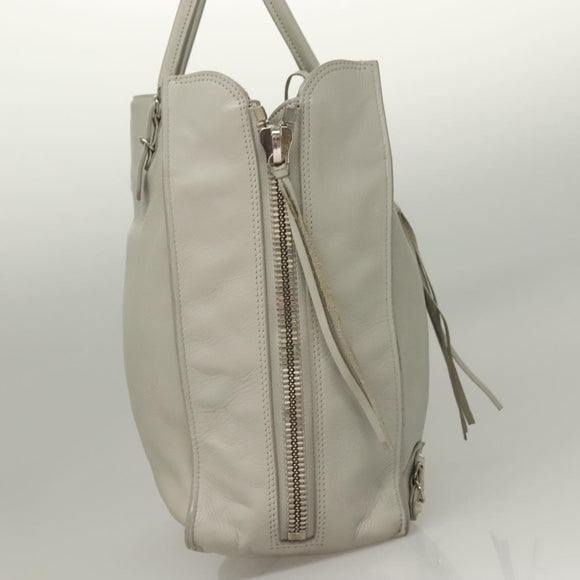 BALENCIAGA The Paper Hand Bag Leather 2way Gray Silver Auth bs28150