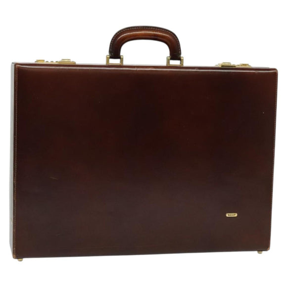 BALLY Trunk Leather Brown Gold Auth bs28152