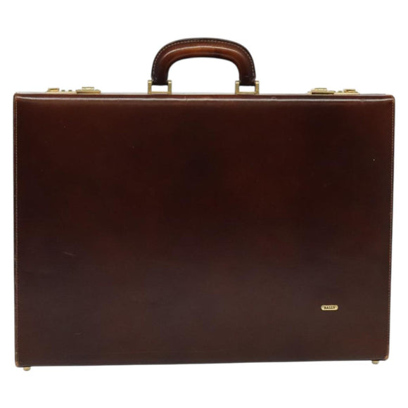 BALLY Trunk Leather Brown Gold Auth bs28152