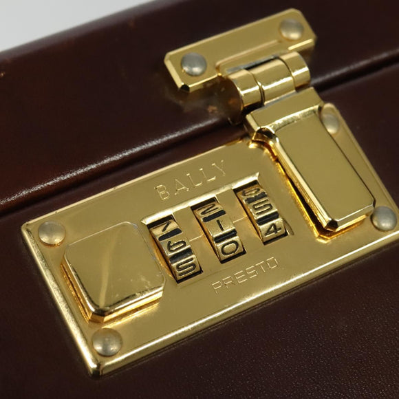 BALLY Trunk Leather Brown Gold Auth bs28152