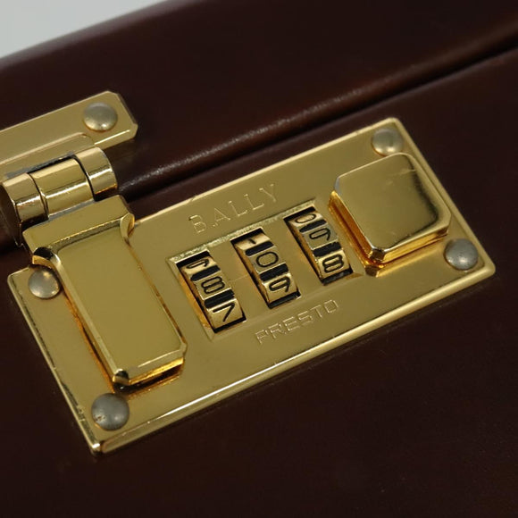 BALLY Trunk Leather Brown Gold Auth bs28152