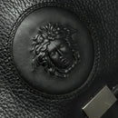 Gianni Versace Business Bag Leather Black Silver Auth bs28153-14
