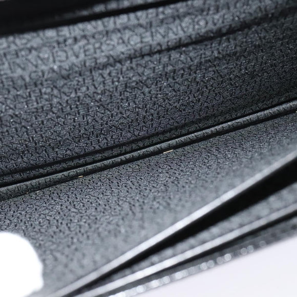 Gianni Versace Business Bag Leather Black Silver Auth bs28153