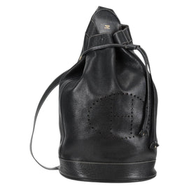 HERMES Shoulder Bag Leather Black Gold Auth bs28154V