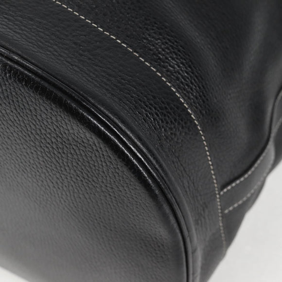 HERMES Shoulder Bag Leather Black Gold Auth bs28154V