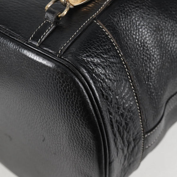 HERMES Shoulder Bag Leather Black Gold Auth bs28154V