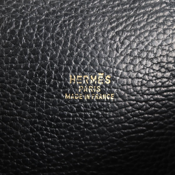 HERMES Shoulder Bag Leather Black Gold Auth bs28154V