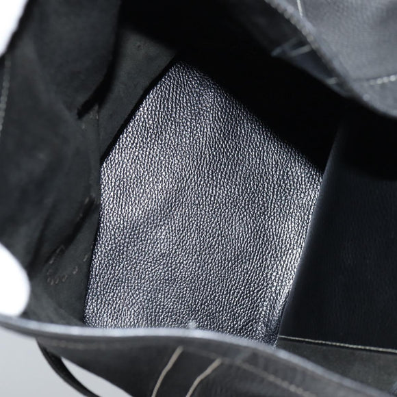 HERMES Shoulder Bag Leather Black Gold Auth bs28154V