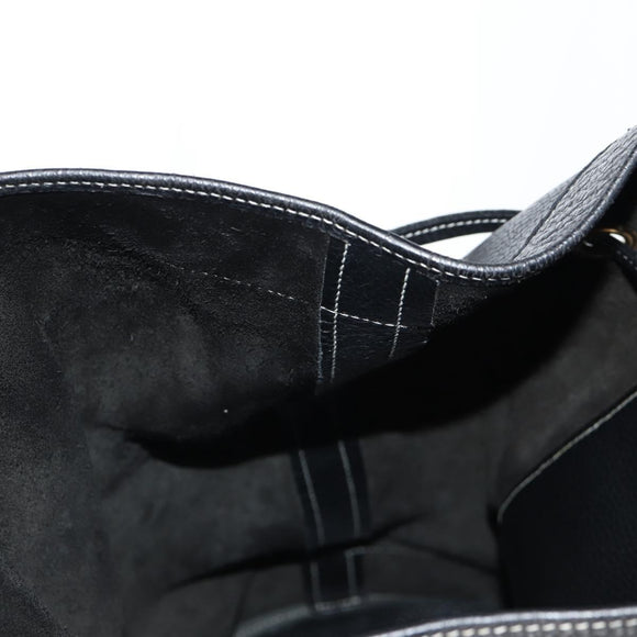 HERMES Shoulder Bag Leather Black Gold Auth bs28154V