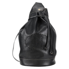 HERMES Shoulder Bag Leather Black Gold Auth bs28154V - 0