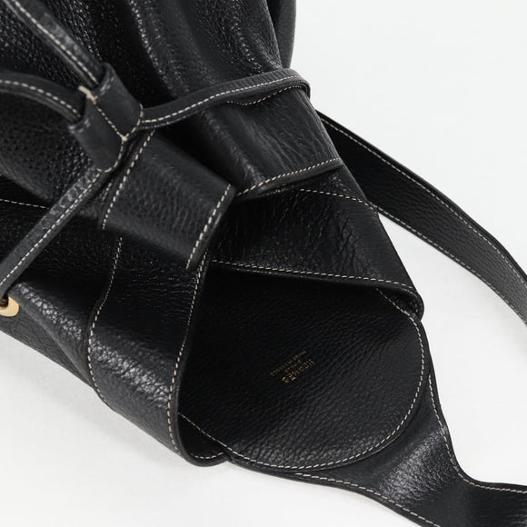 HERMES Shoulder Bag Leather Black Gold Auth bs28154V