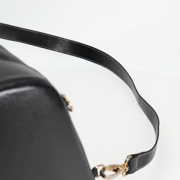 HERMES Shoulder Bag Leather Black Gold Auth bs28154V