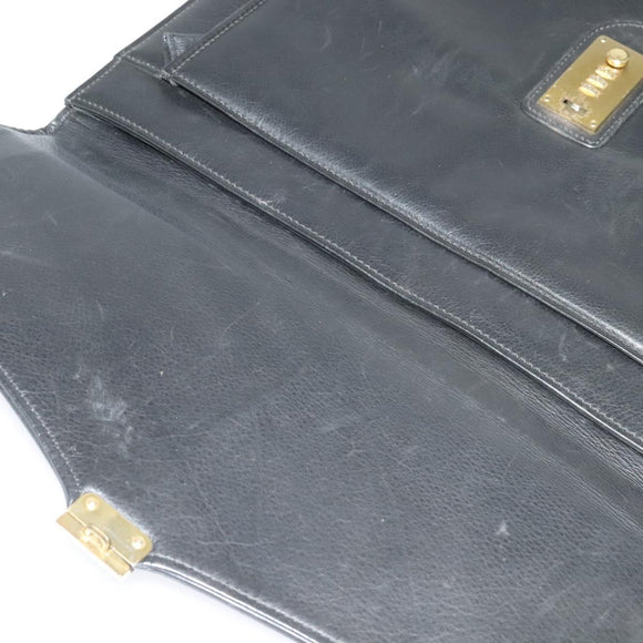 BALENCIAGA Business Bag Leather Black Gold Auth bs28157