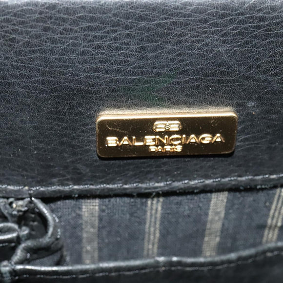 BALENCIAGA Business Bag Leather Black Gold Auth bs28157
