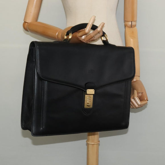 BALENCIAGA Business Bag Leather Black Gold Auth bs28157