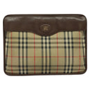Burberrys Nova Check Clutch Bag Canvas Beige Auth bs28158-2