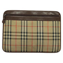 Burberrys Nova Check Clutch Bag Canvas Beige Auth bs28158-3