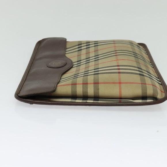 Burberrys Nova Check Clutch Bag Canvas Beige Auth bs28158