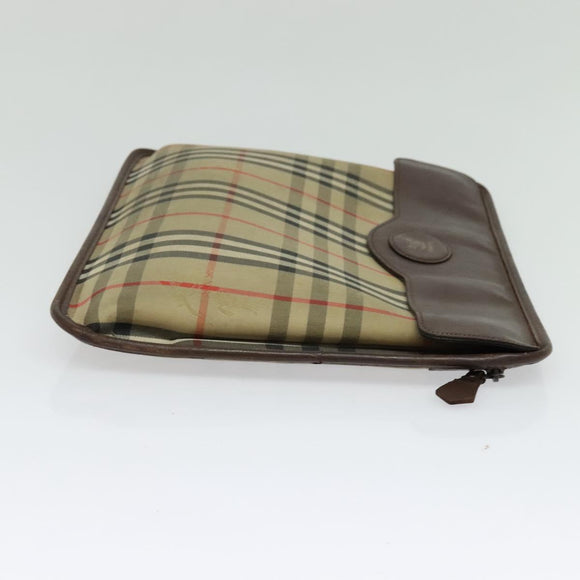 Burberrys Nova Check Clutch Bag Canvas Beige Auth bs28158