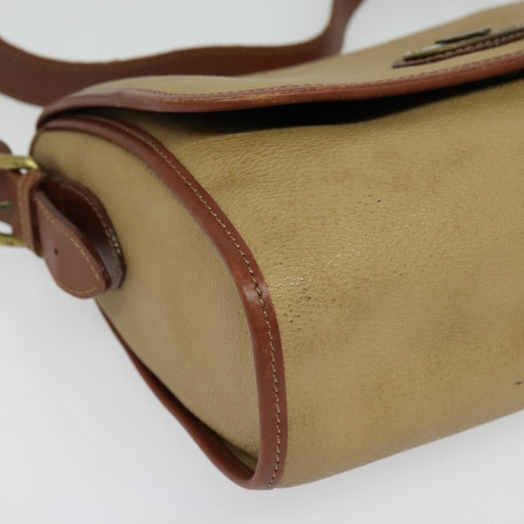 Burberrys Shoulder Bag PVC Canvas Beige Gold Auth bs28159