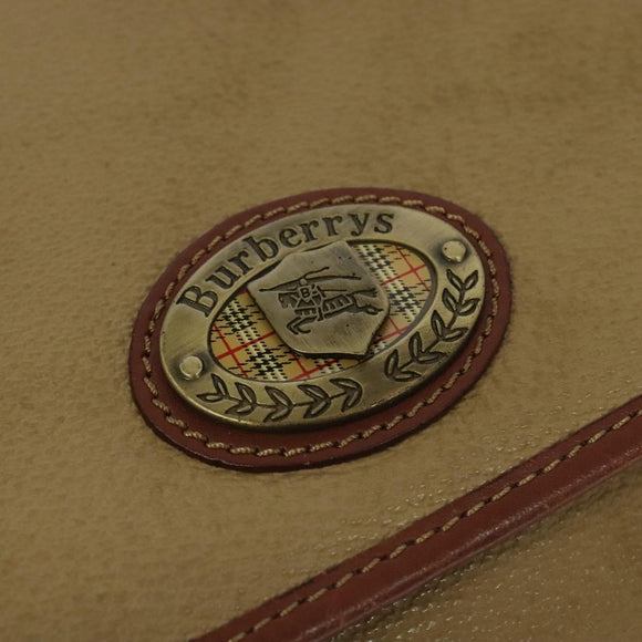 Burberrys Shoulder Bag PVC Canvas Beige Gold Auth bs28159