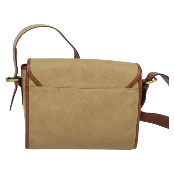 Burberrys Shoulder Bag PVC Canvas Beige Gold Auth bs28159