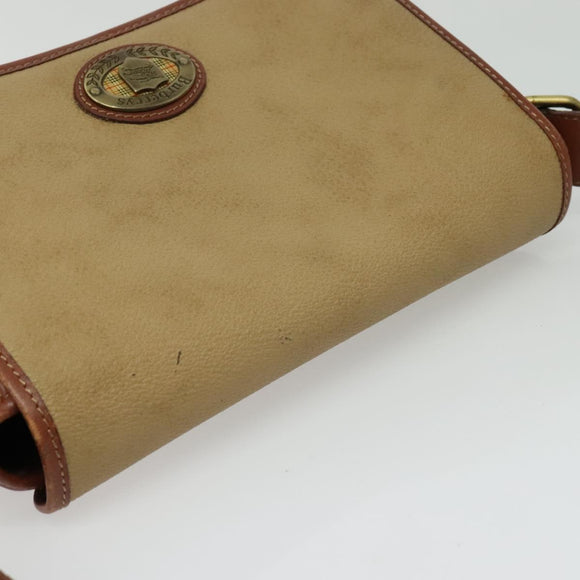 Burberrys Shoulder Bag PVC Canvas Beige Gold Auth bs28159