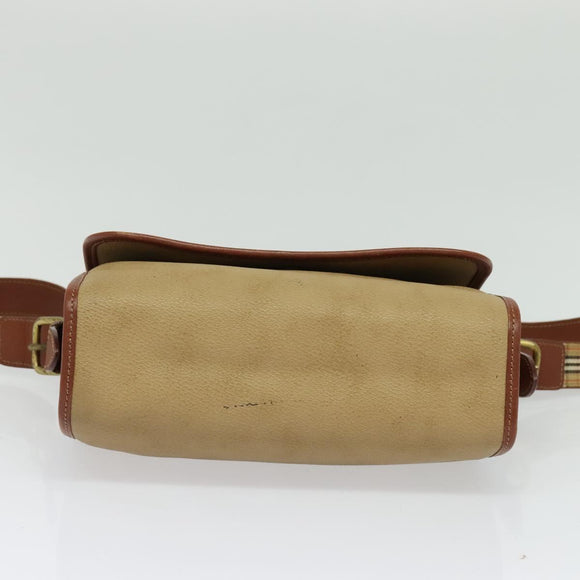 Burberrys Shoulder Bag PVC Canvas Beige Gold Auth bs28159