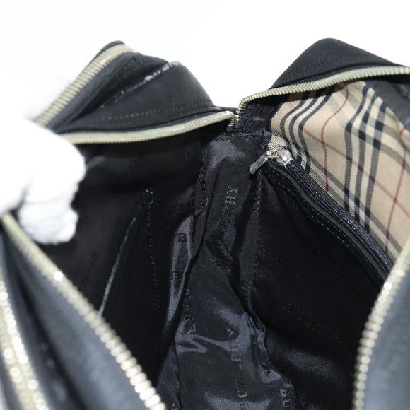 BURBERRY Shoulder Bag Nylon Black Silver Auth bs28161