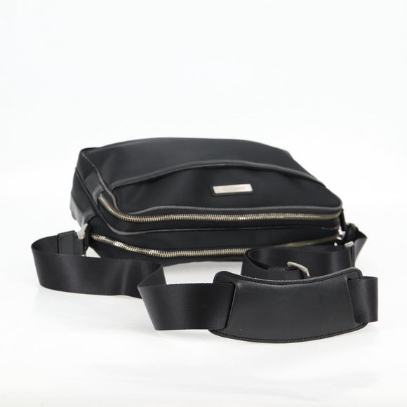 BURBERRY Shoulder Bag Nylon Black Silver Auth bs28161