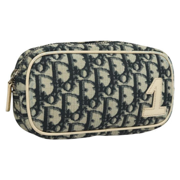 Christian Dior Trotter Canvas Pouch PVC Borneo Green Silver Auth bs28171