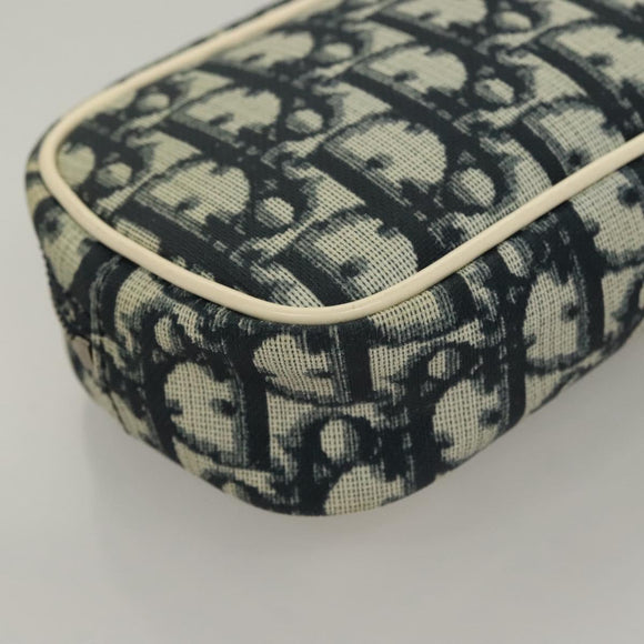 Christian Dior Trotter Canvas Pouch PVC Borneo Green Silver Auth bs28171