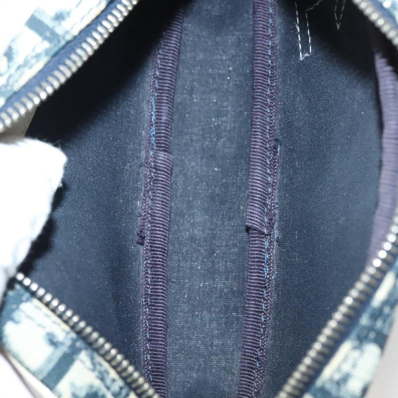 Christian Dior Trotter Canvas Pouch PVC Borneo Green Silver Auth bs28171