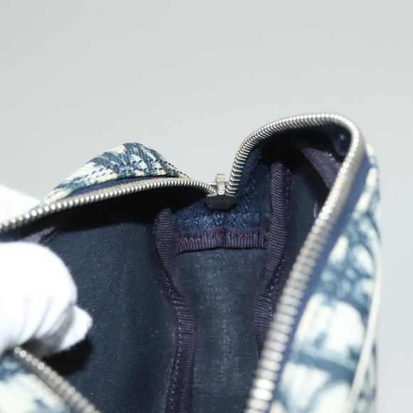 Christian Dior Trotter Canvas Pouch PVC Borneo Green Silver Auth bs28171