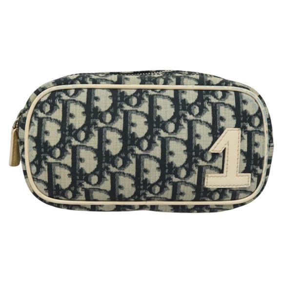 Christian Dior Trotter Canvas Pouch PVC Borneo Green Silver Auth bs28171