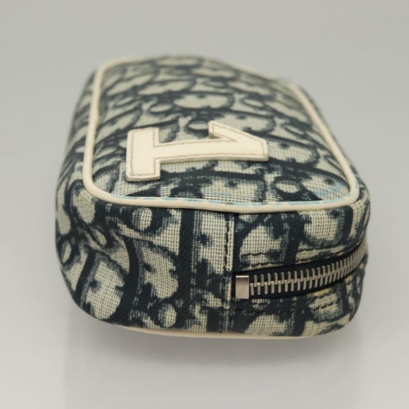 Christian Dior Trotter Canvas Pouch PVC Borneo Green Silver Auth bs28171