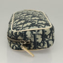 Christian Dior Trotter Canvas Pouch PVC Borneo Green Silver Auth bs28171-4