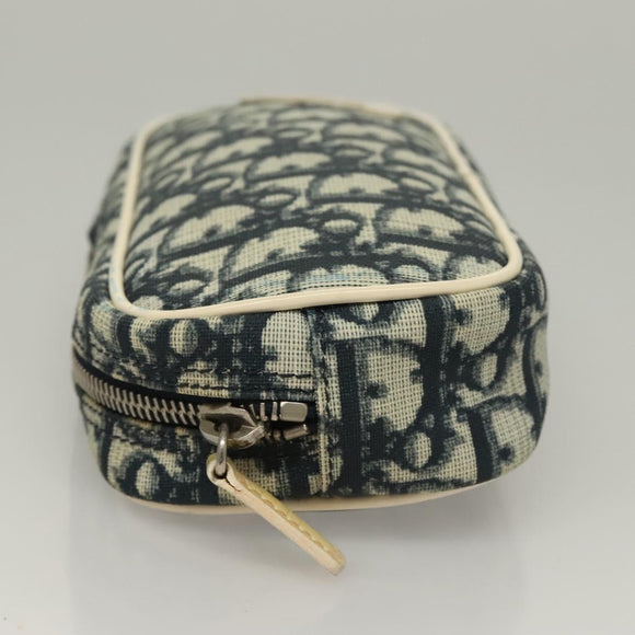 Christian Dior Trotter Canvas Pouch PVC Borneo Green Silver Auth bs28171