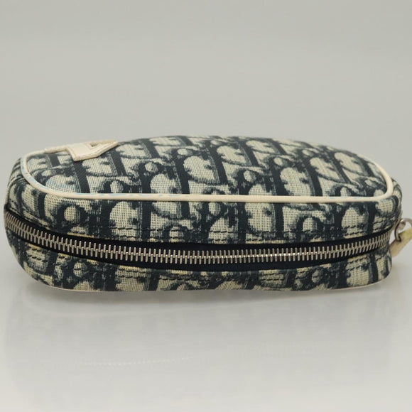 Christian Dior Trotter Canvas Pouch PVC Borneo Green Silver Auth bs28171