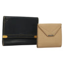 LOEWE Wallet Leather 2Set Beige Navy gold Auth bs28180-1