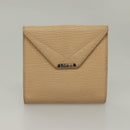 LOEWE Wallet Leather 2Set Beige Navy gold Auth bs28180-10
