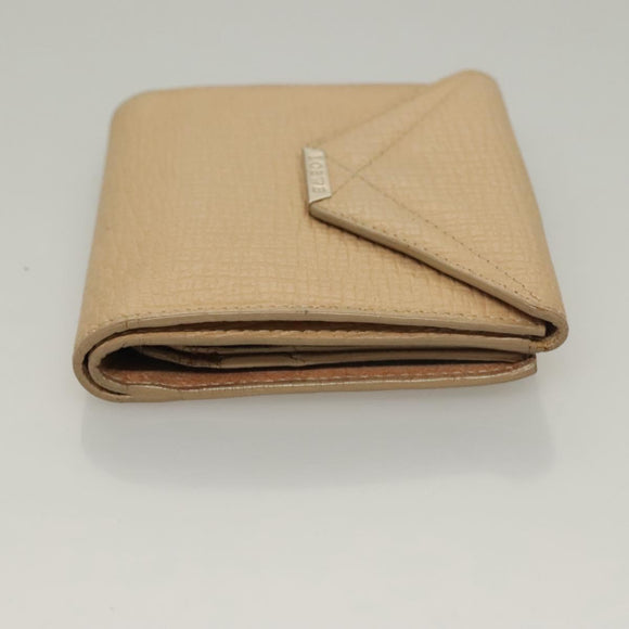 LOEWE Wallet Leather 2Set Beige Navy gold Auth bs28180