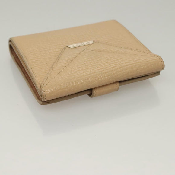LOEWE Wallet Leather 2Set Beige Navy gold Auth bs28180