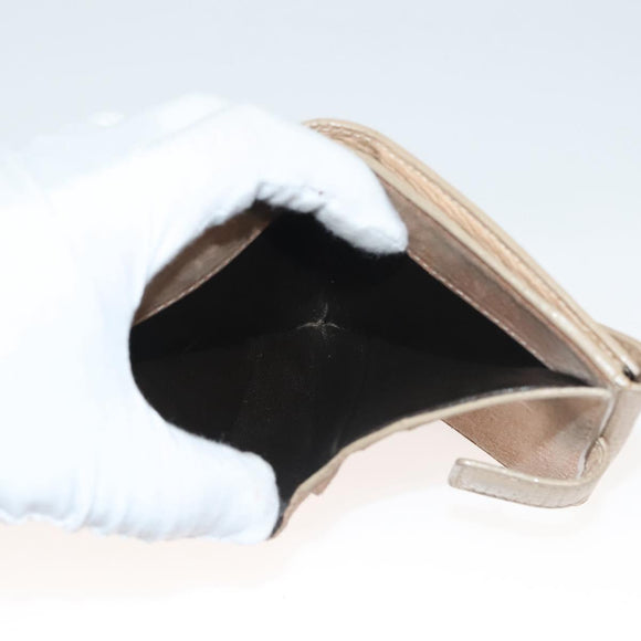 LOEWE Wallet Leather 2Set Beige Navy gold Auth bs28180