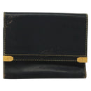 LOEWE Wallet Leather 2Set Beige Navy gold Auth bs28180-2