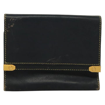 LOEWE Wallet Leather 2Set Beige Navy gold Auth bs28180 - 0