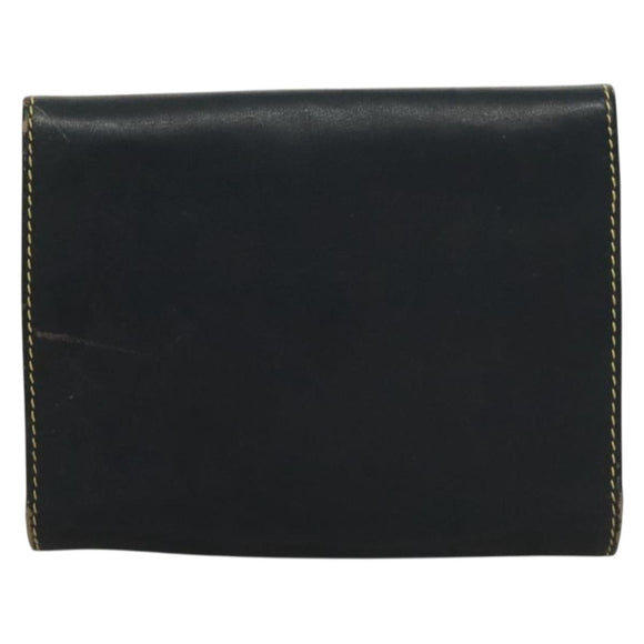 LOEWE Wallet Leather 2Set Beige Navy gold Auth bs28180