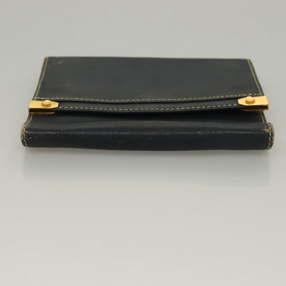 LOEWE Wallet Leather 2Set Beige Navy gold Auth bs28180