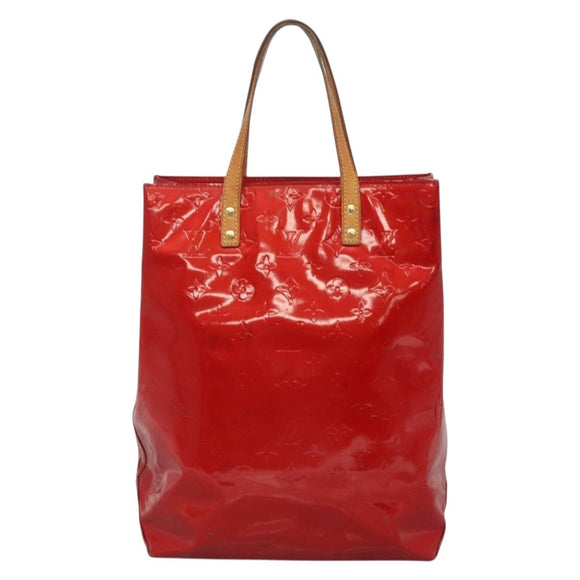 LOUIS VUITTON Monogram Vernis Reade MM Hand Bag Red Rouge M91086 LV Auth bs28208